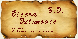 Bisera Dulanović vizit kartica
